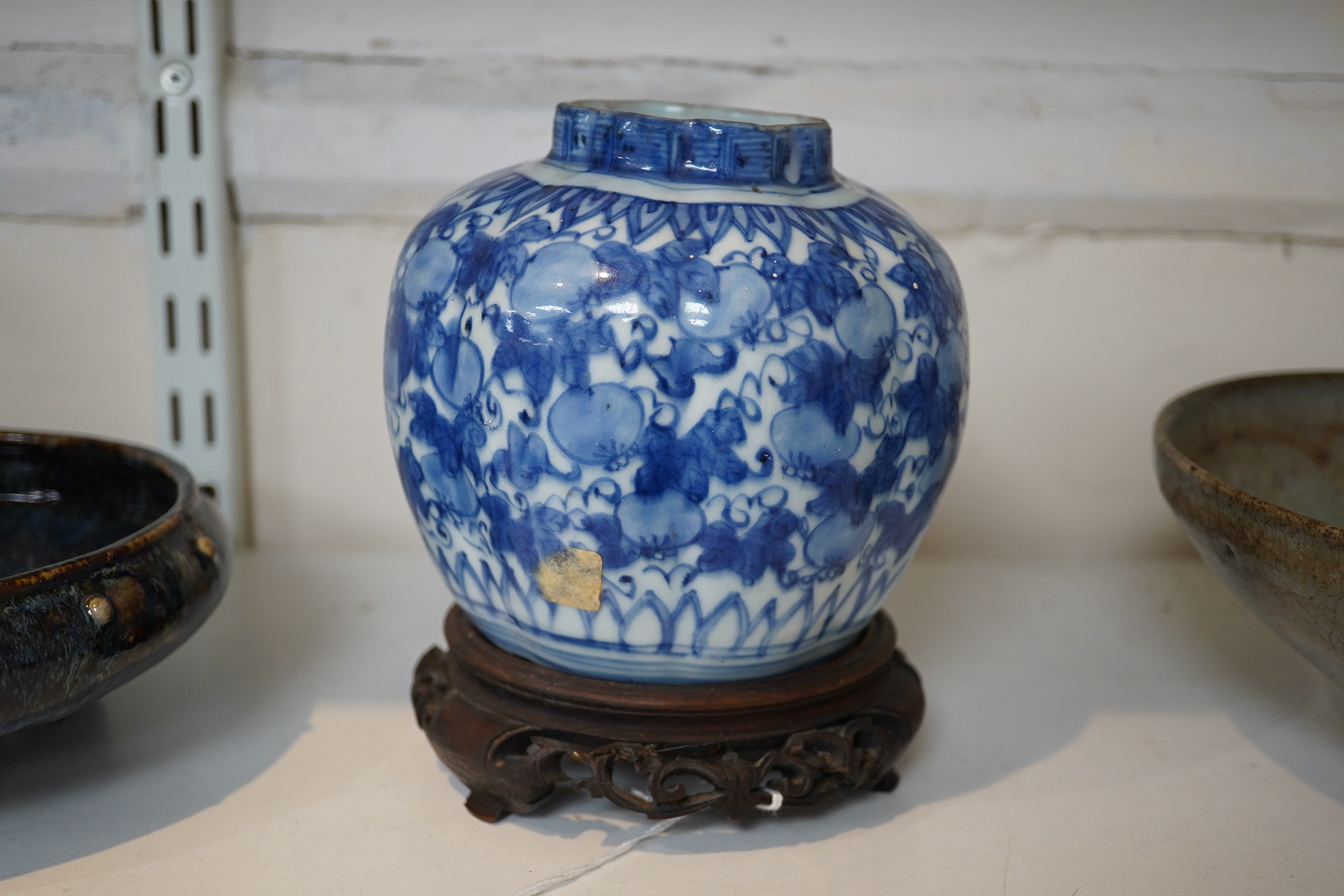 A Chinese blue and white ‘squirrel and vine’ melon-shaped jar, Wanli period (1572-1620)